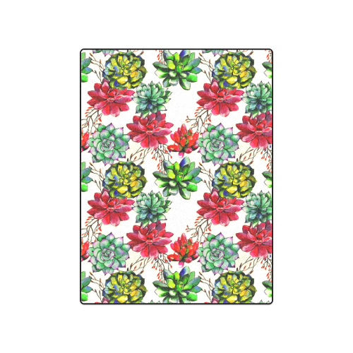Vibrant Succulent Cactus Pattern Blanket 50"x60"