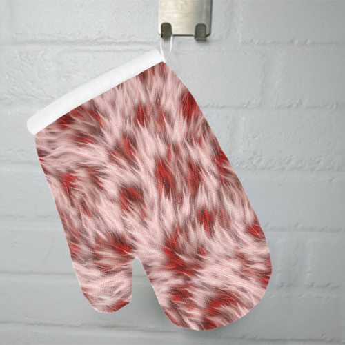 Red And White Fur Oven Mitt