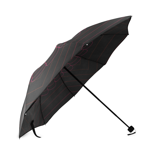 Purple flower on black Foldable Umbrella (Model U01)