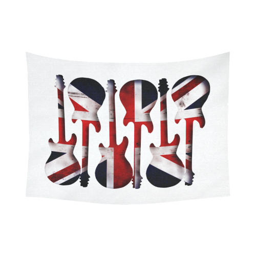 Union Jack British UK Flag Guitars Cotton Linen Wall Tapestry 80"x 60"