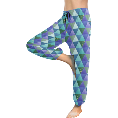 Triangle Pattern - Blue Violet Teal Green Women's All Over Print Harem Pants (Model L18)