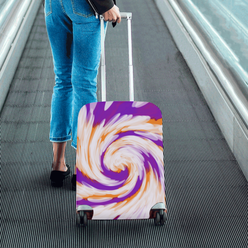 Purple Orange Tie Dye Swirl Abstract Luggage Cover/Small 18"-21"