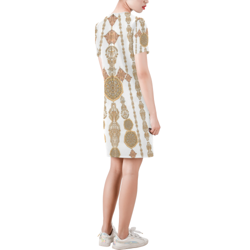 sunlight Short-Sleeve Round Neck A-Line Dress (Model D47)