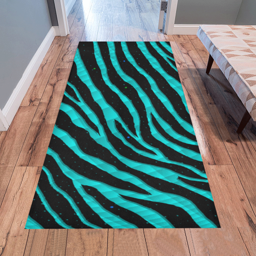 Ripped SpaceTime Stripes - Cyan Area Rug 7'x3'3''