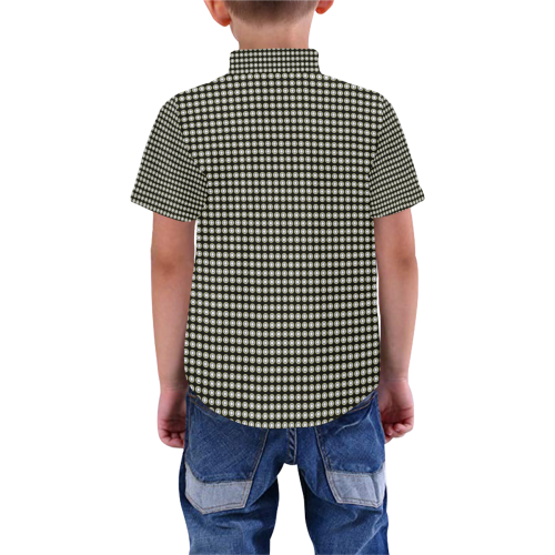 Black and White Checks Preppie Boys' All Over Print Short Sleeve Shirt (Model T59)