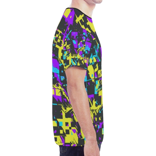 Purple yelllow squares New All Over Print T-shirt for Men (Model T45)