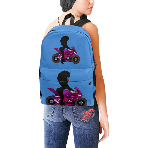 Rider Biker Female Blue Unisex Classic Backpack (Model 1673)