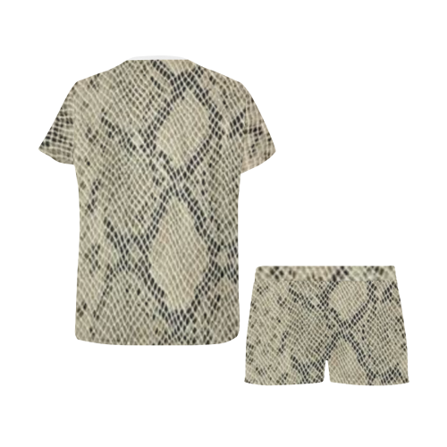 Snakeskin Pattern Lt Brown Women's Short Pajama Set