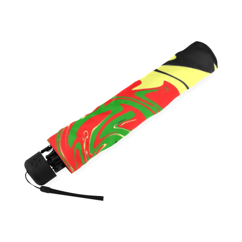Red, Yellow, Black and Green Swirls 3358 Foldable Umbrella (Model U01)