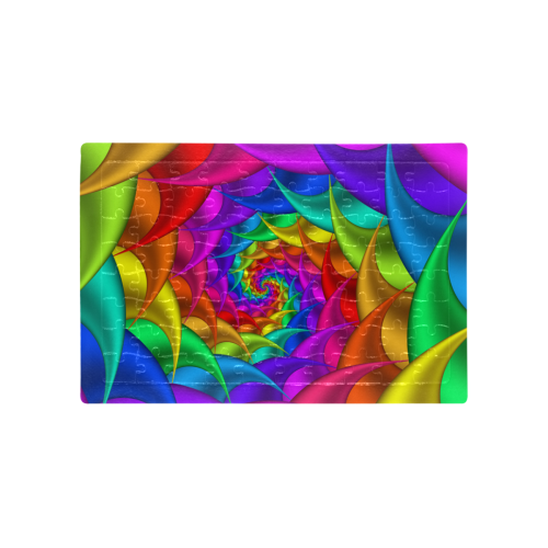 Psychedelic Rainbow Spiral Puzzle A4 Size Jigsaw Puzzle (Set of 80 Pieces)