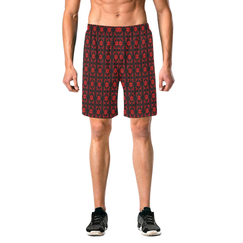 Abstract Flowing * Red on Black Men's All Over Print Elastic Beach Shorts (Model L20)