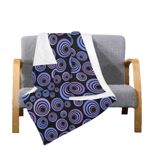 Retro Psychedelic Ultraviolet Blue Pattern Quilt 50"x60"