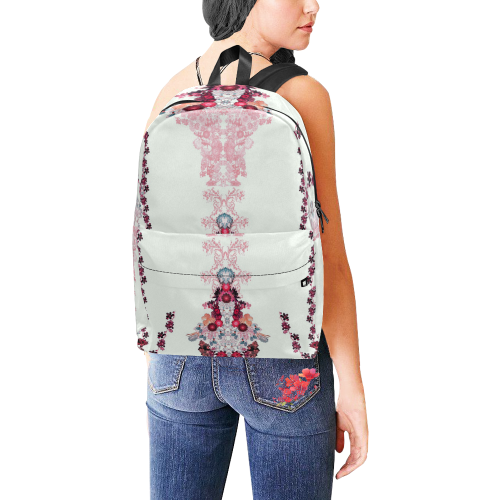 floral-white and pink Unisex Classic Backpack (Model 1673)