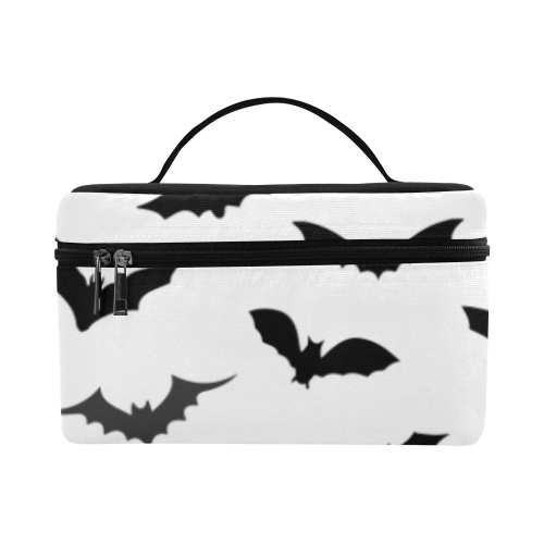 Bats HALLOWEEN Pattern WHITE Cosmetic Bag/Large (Model 1658)