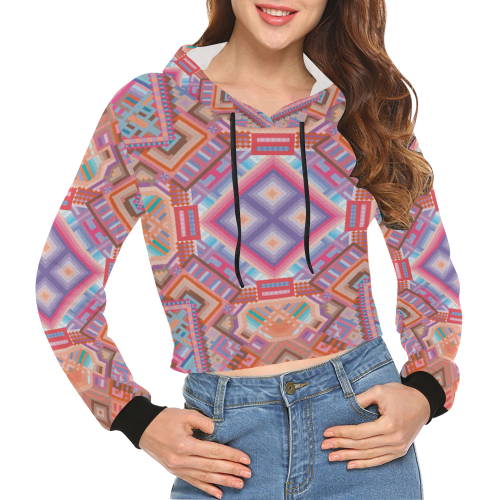 Researcher All Over Print Crop Hoodie for Women (Model H22)