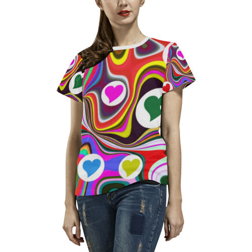 DESIGN B127 All Over Print T-shirt for Women/Large Size (USA Size) (Model T40)