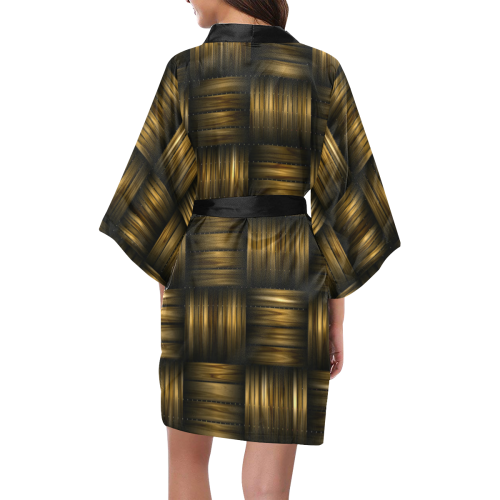 Golden Black Weave Kimono Robe