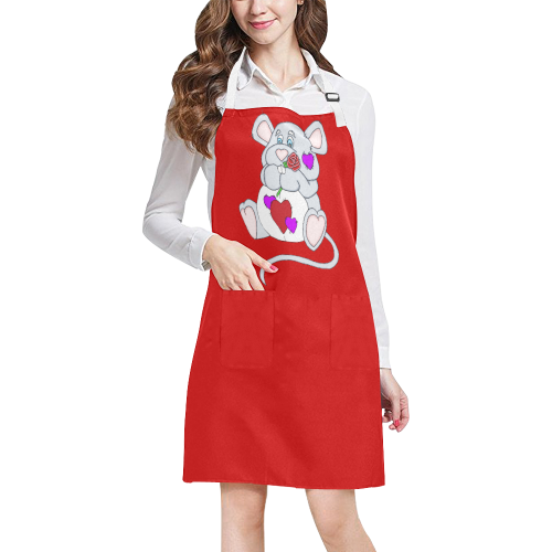 Valentine Mouse Red All Over Print Apron