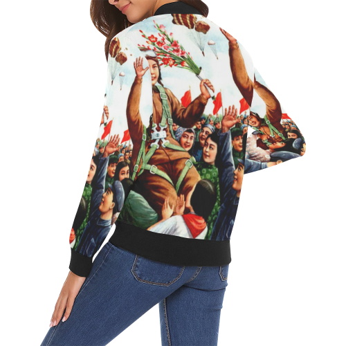 New China's female parachuters All Over Print Bomber Jacket for Women (Model H19)