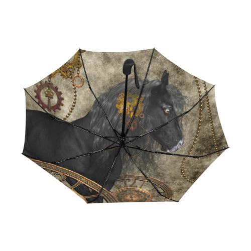 Beautiful wild horse with steampunk elements Anti-UV Auto-Foldable Umbrella (Underside Printing) (U06)