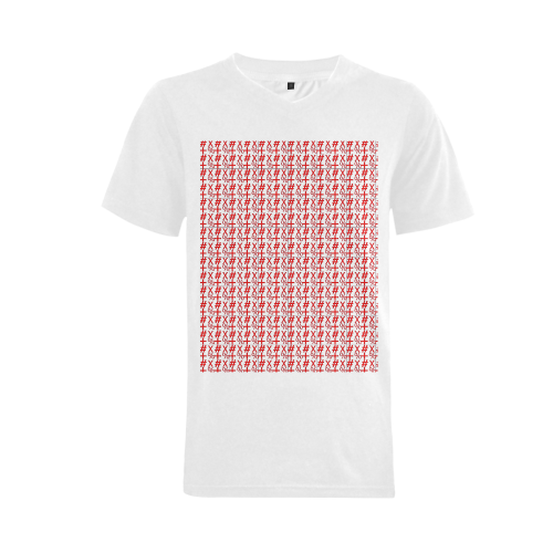 NUMBERS Collection Symbols Red/White Men's V-Neck T-shirt  Big Size(USA Size) (Model T10)