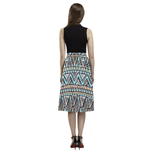 Grey and Blue2 Aoede Crepe Skirt (Model D16)