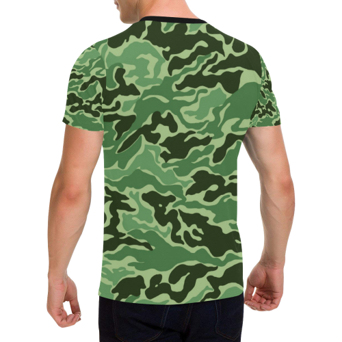 CAMOUFLAGE-GREEN Men's All Over Print T-Shirt with Chest Pocket (Model T56)