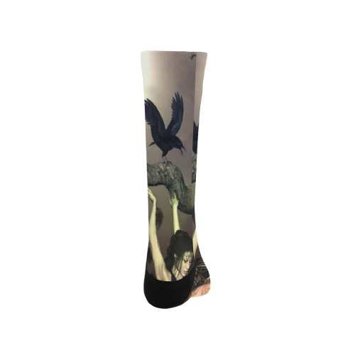 Beautiful fairy with crow Trouser Socks (For Men)