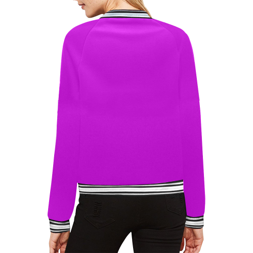 Lush Liatris Violet Solid Color All Over Print Bomber Jacket for Women (Model H21)