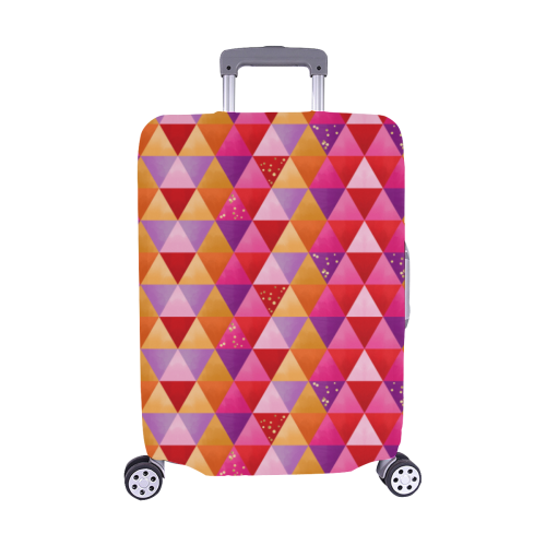 Triangle Pattern - Red Purple Pink Orange Yellow Luggage Cover/Medium 22"-25"