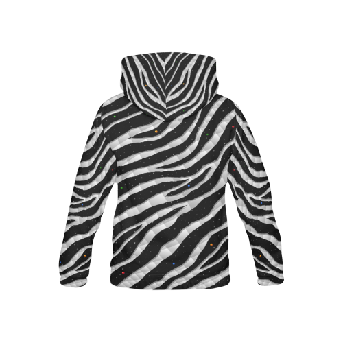 Ripped SpaceTime Stripes - White All Over Print Hoodie for Kid (USA Size) (Model H13)