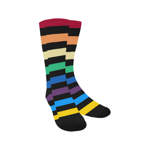 Rainbow Stripes with Black Men's Custom Socks