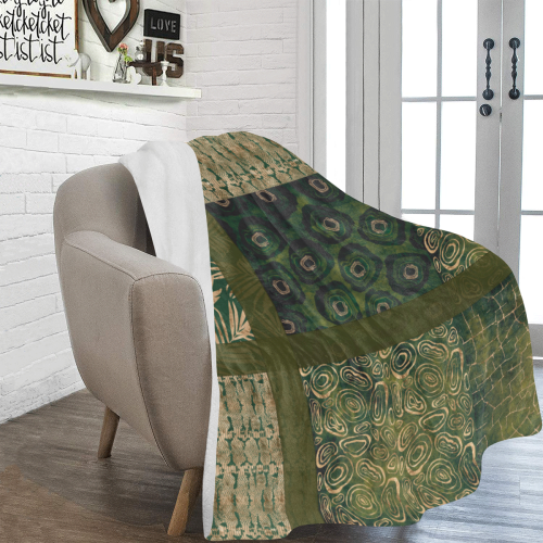 Green  Python Jungle Patchwork Ultra-Soft Micro Fleece Blanket 60"x80"