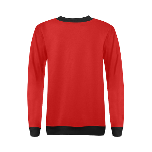 Patchwork Heart Teddy Red/Black All Over Print Crewneck Sweatshirt for Women (Model H18)