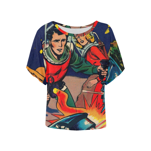 Battle in Space Women's Batwing-Sleeved Blouse T shirt (Model T44)