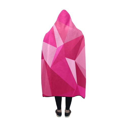 Abstract Pink Triangles Hooded Blanket 60''x50''