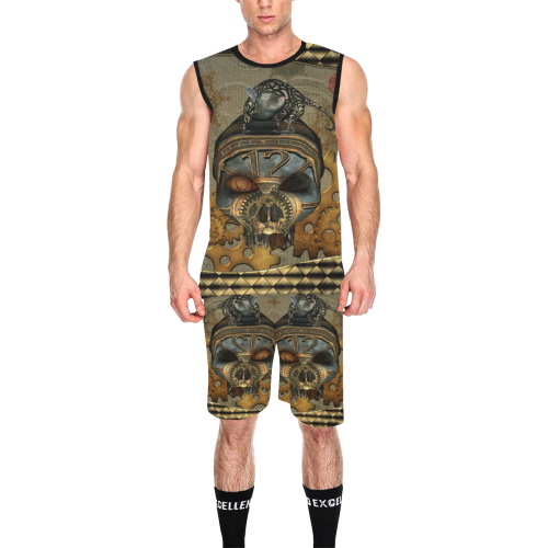 Awesome steampunk skull All Over Print Basketball Uniform