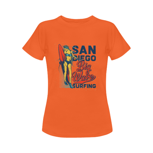 San Diego Big Wave Surfing Women's T-Shirt in USA Size (Front Printing Only)