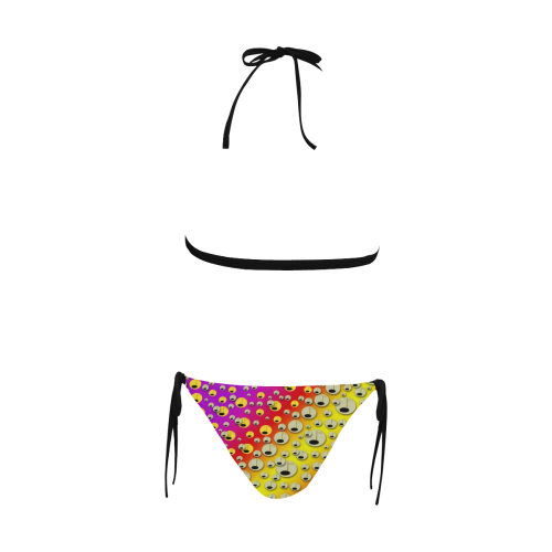 festive music tribute in rainbows Buckle Front Halter Bikini Swimsuit (Model S08)