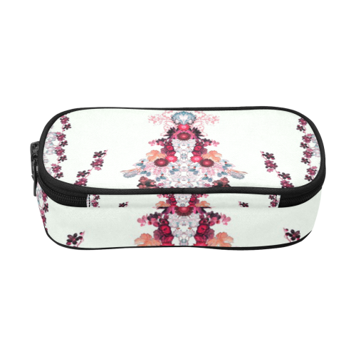 floral-white and pink Pencil Pouch/Large (Model 1680)