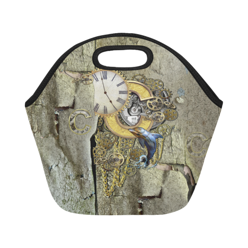Steampunk initial C on a stone wall Neoprene Lunch Bag/Small (Model 1669)