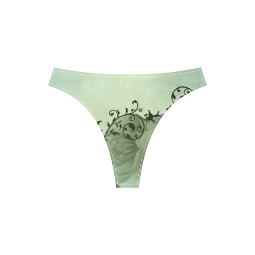 Wonderful flowers, soft green colors Sport Top & High-Waisted Bikini Swimsuit (Model S07)