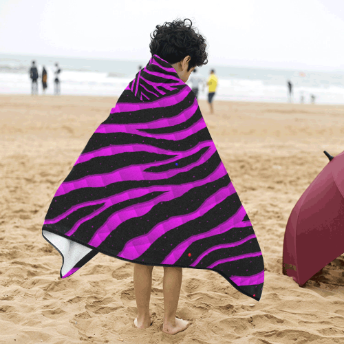 Ripped SpaceTime Stripes - Pink Kids' Hooded Bath Towels