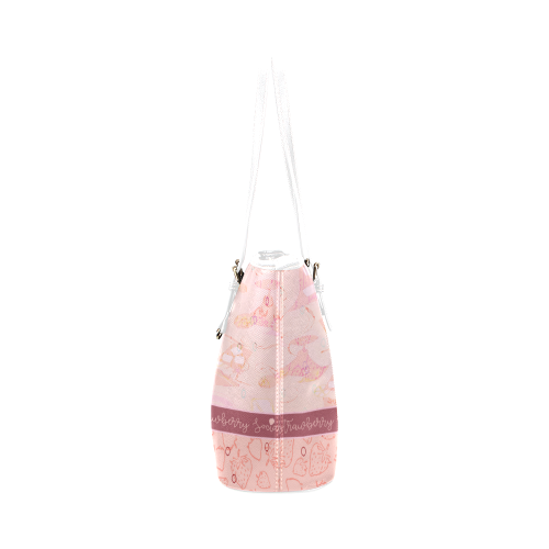 Funky Magic Strawberry Social Leather Tote Bag/Small (Model 1651)