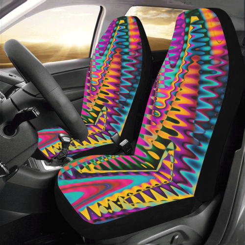 WAVES DISTORTION chevrons multicolored Car Seat Covers (Set of 2)