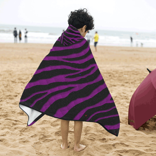Ripped SpaceTime Stripes - Purple Kids' Hooded Bath Towels