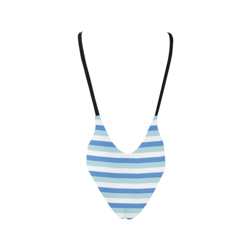 Blue Stripes Sexy Low Back One-Piece Swimsuit (Model S09)