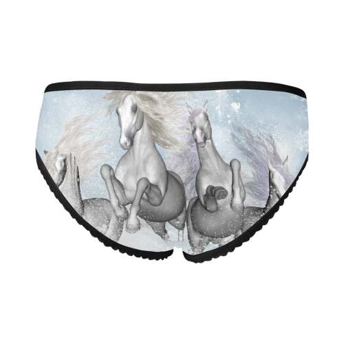 Awesome white wild horses Women's All Over Print Girl Briefs (Model L14)