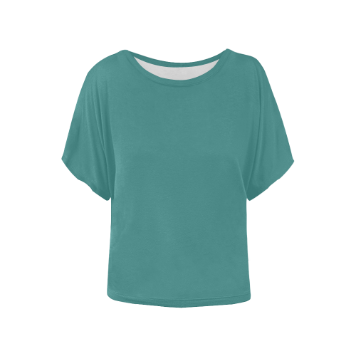 Extreme Eucalyptus Green Solid Color Women's Batwing-Sleeved Blouse T shirt (Model T44)