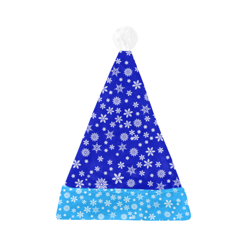 Christmas Snowflakes on Dark Blue Light Blue Santa Hat